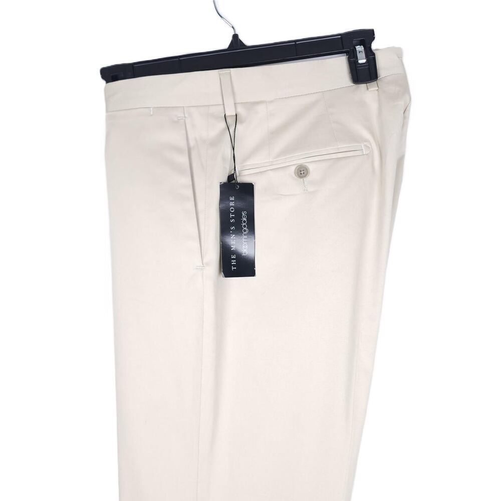 The Mens Store Slim Fit Sateen Dress Pants 40 R Stone Solid Stretch Cotton NWT